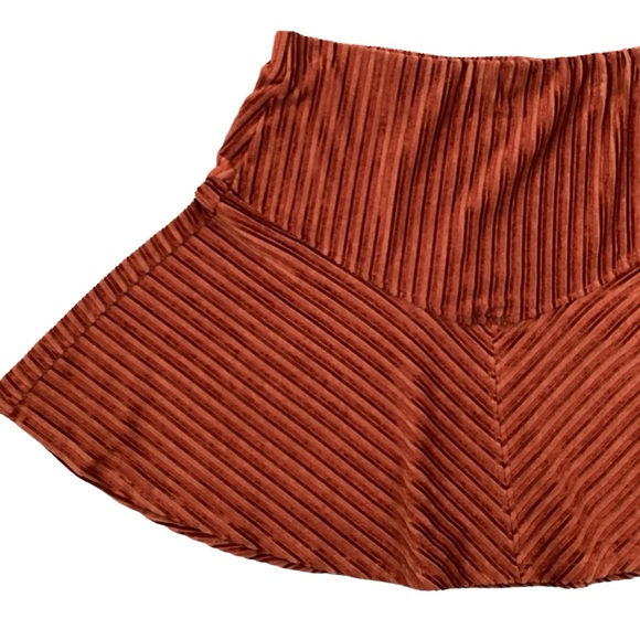 NWT Free People Camden Skirt Ginger Snap Velour Striped Skirt Orange - Picture 8 of 13